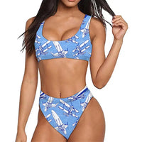 Thumbnail for Retro & Vintage Airplanes aviation design on stretch swim fabric women's bikini set.