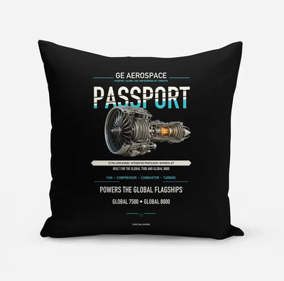 PASSPORT design on black pillow
