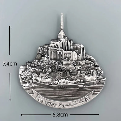 Mont Saint Michel France 3D Metal Fridge aviation design 3D metal magnet sticker in 3D metal with magnetic back.