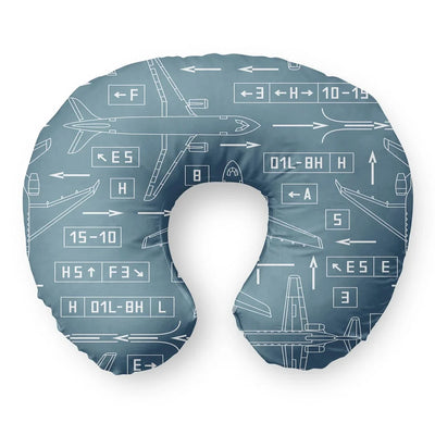Jet Planes & Airport Signs Travel & Boppy aviation design on memory foam with soft cover travel pillow.