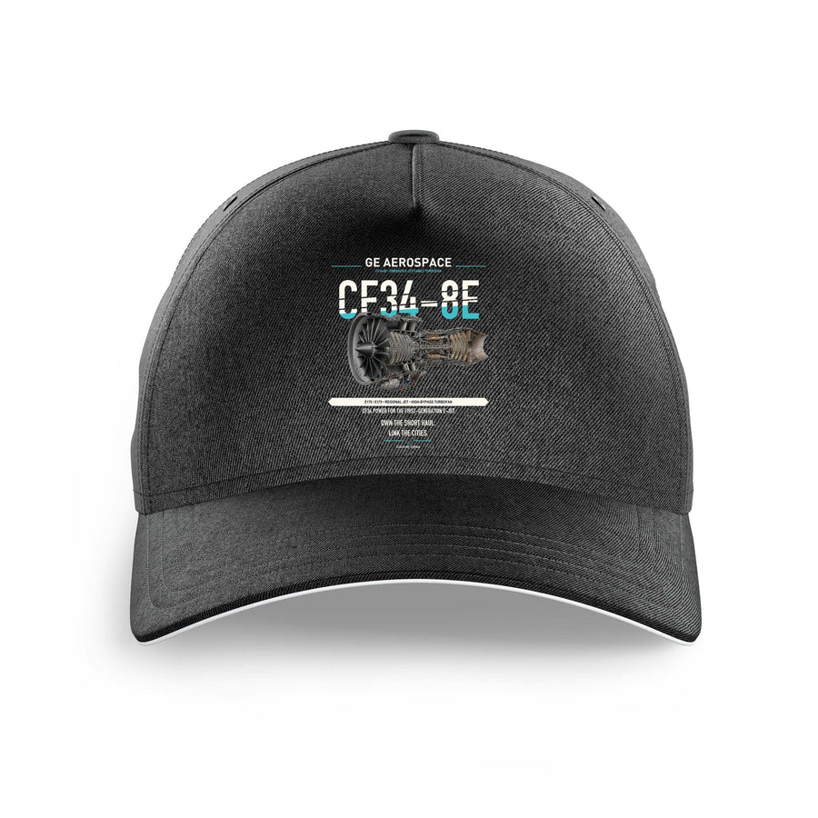CF34-8E design on black printed hat