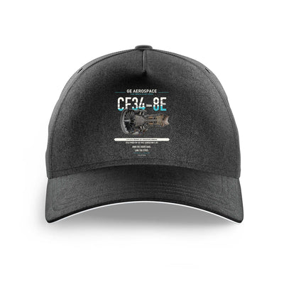CF34-8E design on black printed hat