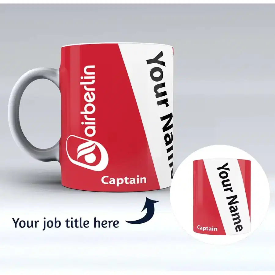 airberlin Designed Ceramic White mug, White + Name