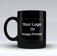 Thumbnail for Custom Design/Image/Logo aviation design on black mug, matte black ceramic finish.