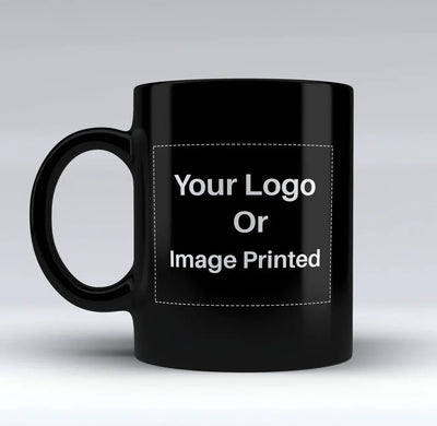 Custom Design/Image/Logo aviation design on black mug, matte black ceramic finish.