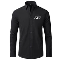 Thumbnail for Boeing 727 Flat Text aviation design printed on soft cotton long-sleeve 2D shirt.