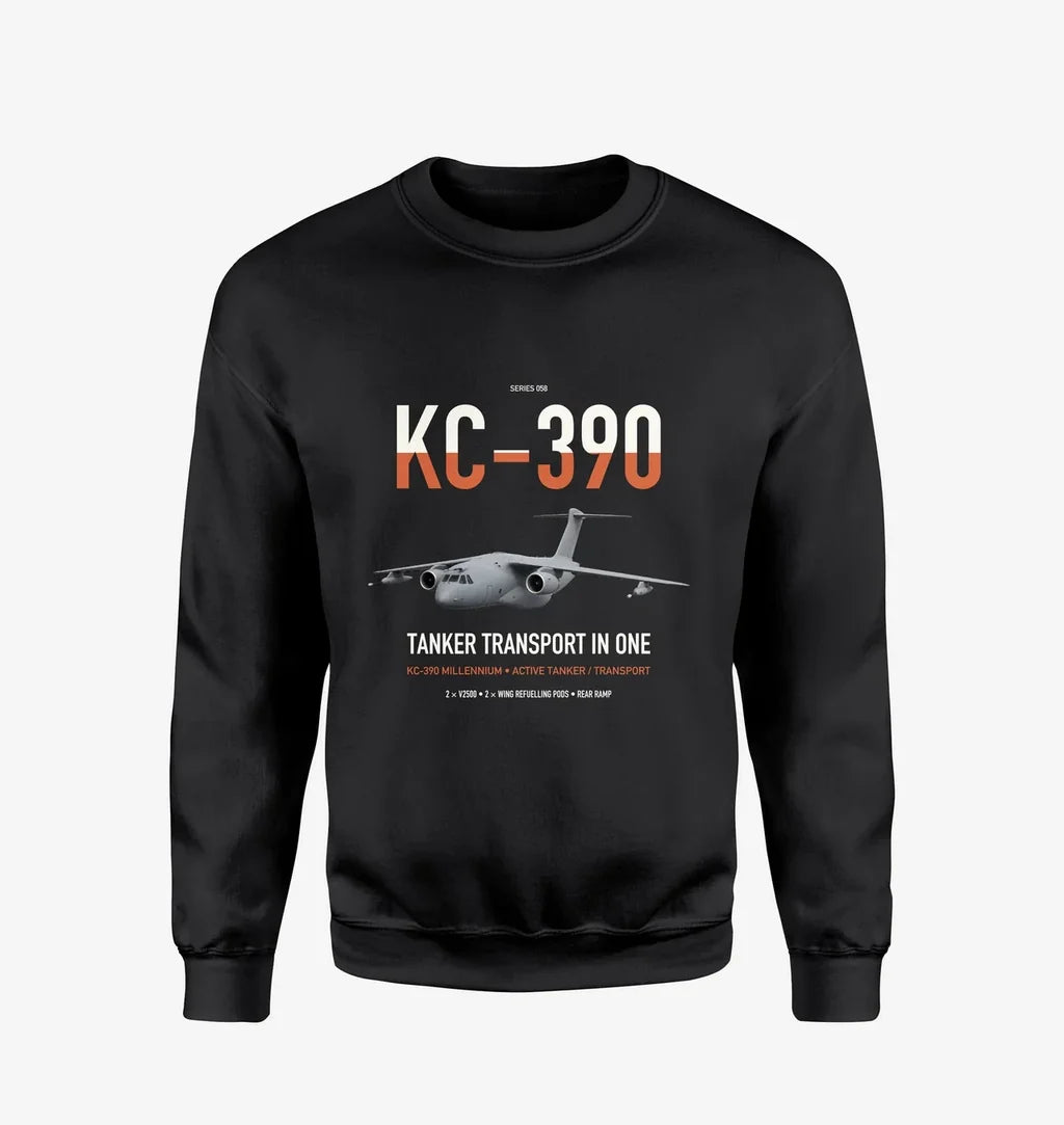 Embraer KC-390 Millennium design on black sweatshirt
