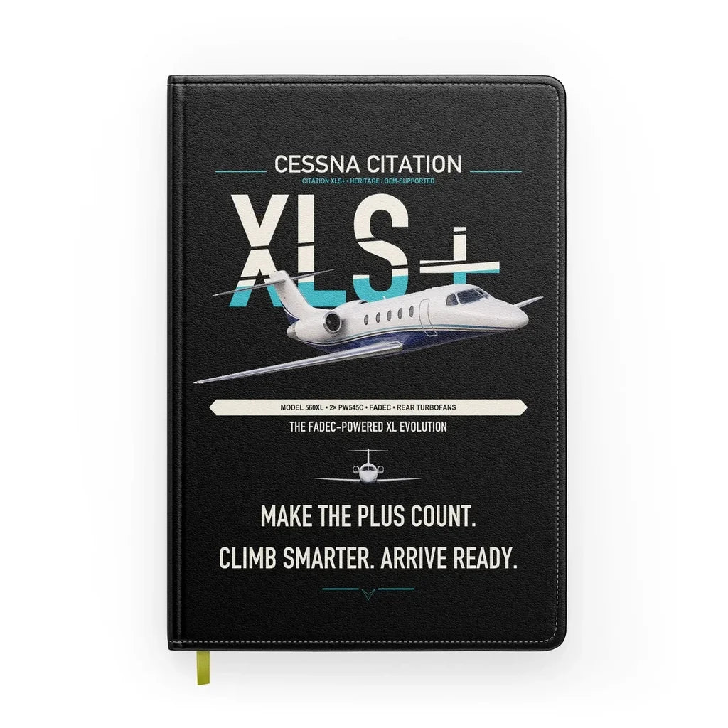 Cessna Citation XLSPlus design on black notebook