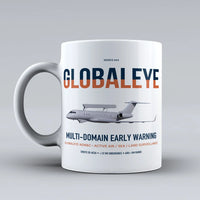 Thumbnail for Saab GlobalEye design on white ceramic mug, double-side print