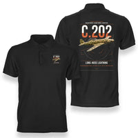 Thumbnail for Macchi C.202 Folgore design on black double-side polo t-shirt, double-side print