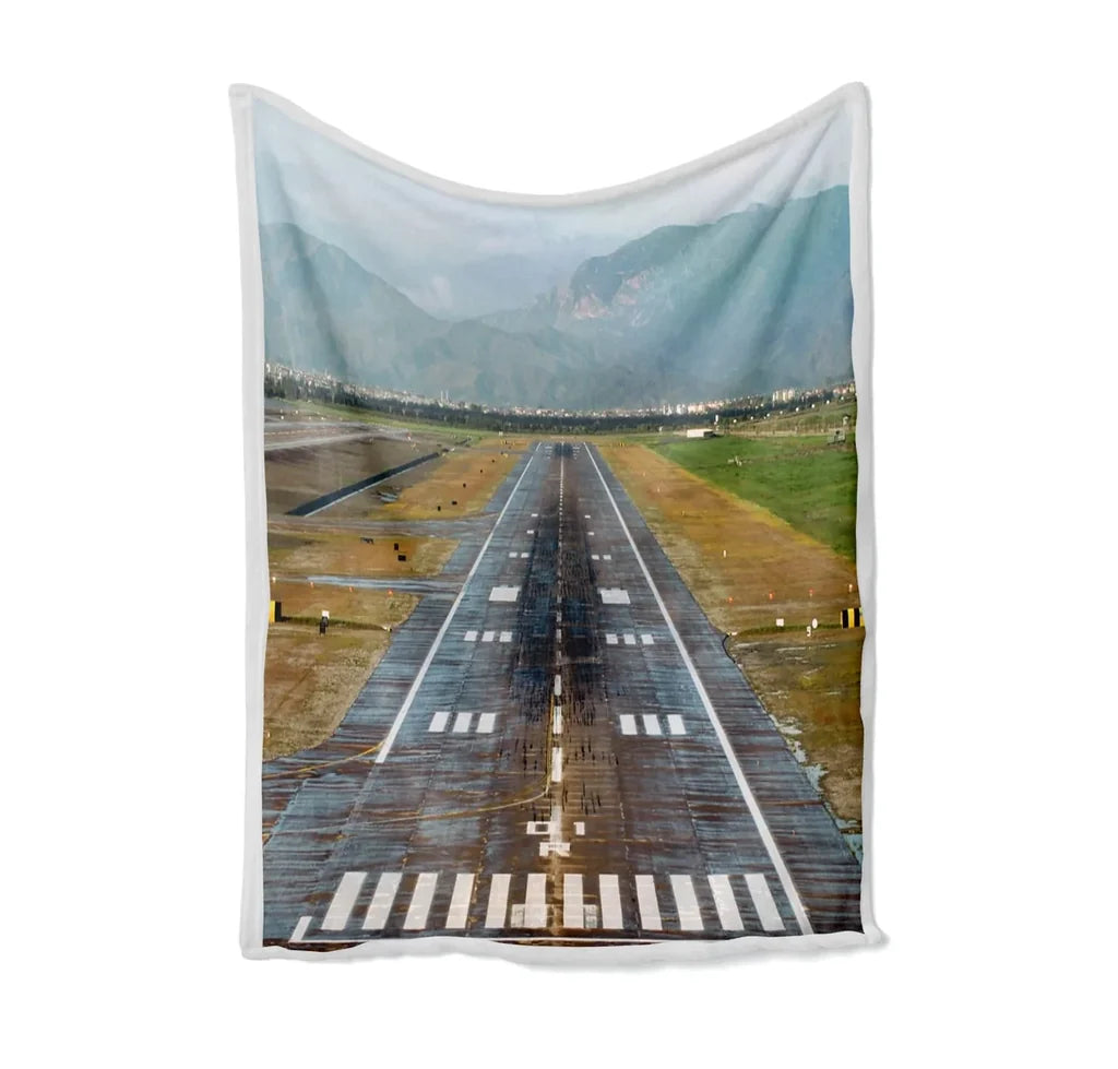 Amazing Mountain View & Runway Bed Blankets & aviation print on soft fleece blanket.