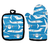 Thumbnail for Big Airplanes Kitchen Glove & Holder aviation design on durable fabric with insulated lining kitchen glove holder.