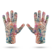 Thumbnail for Passport Stamps aviation design on soft knit fabric gloves.