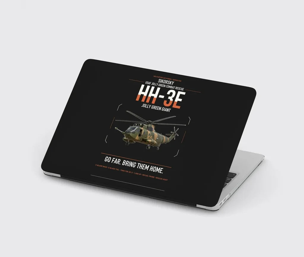 Sikorsky HH-3E Jolly Green Giant design on black MacBook case