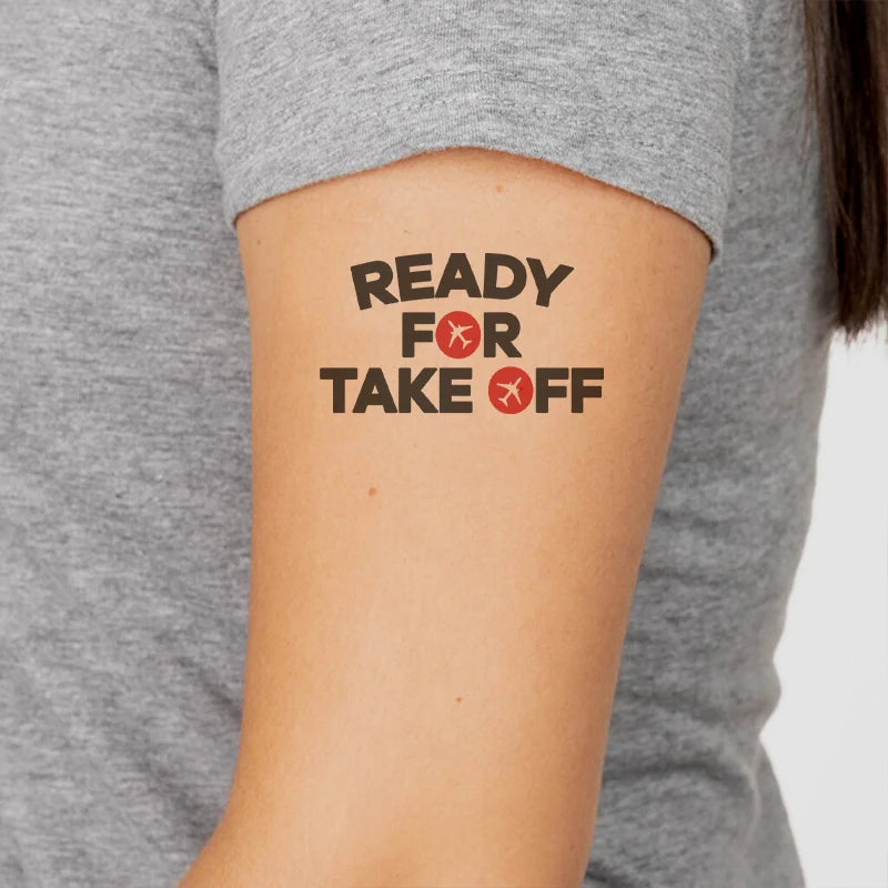 Ready For Takeoff aviation temporary tattoo in skin-safe adhesive paper.