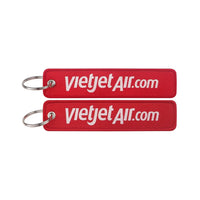 Thumbnail for VietJet Air (Red) aviation Remove Before Flight key chain, aviation-tag style webbing.