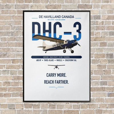 DHC-3 Otter vertical canvas print - framed - white background