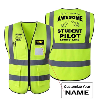 Student aviation design printed on high-visibility reflective fabric reflective vest.