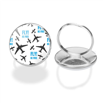 Fly Be Free White aviation ring in stainless steel.