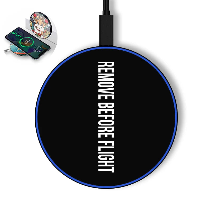 Remove Before Flight 2 aviation design on durable build wireless charger.