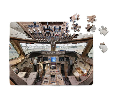 Boeing 747 Cockpit aviation design puzzle, premium cardboard.