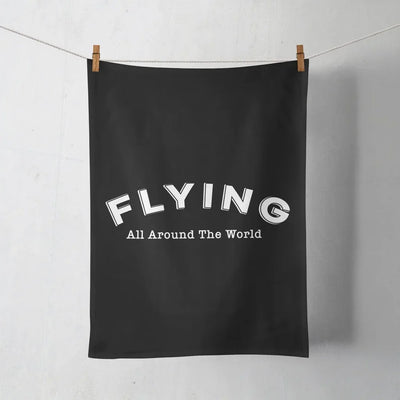 Flying All Around The World aviation design on soft absorbent cotton towel.