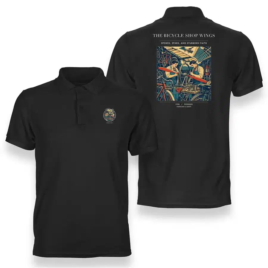 VINTAGE G4323 - The Bicycle Shop Wings - Double-Side Polo T-Shirt design on black