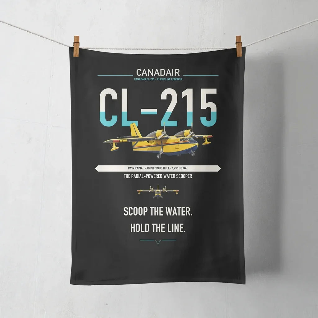Canadair CL-215 design on black towel