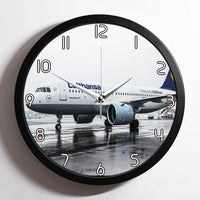 Thumbnail for Lufthansa's A320 Neo aviation design on premium wood and metal wall clock.