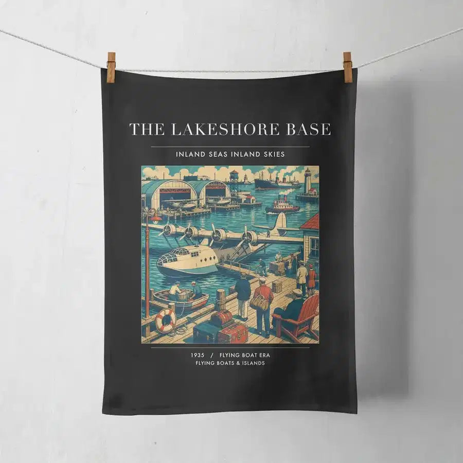 VINTAGE G4071 - The Lakeshore Base - Designed Towels design on black