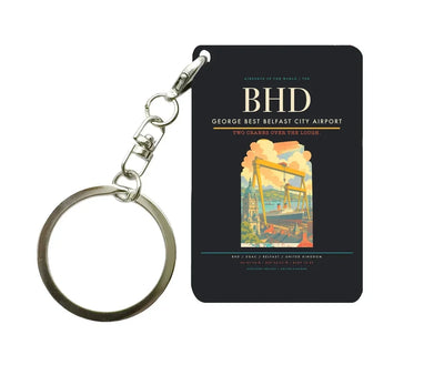 George Best Belfast City Airport (BHD) design on black key chain