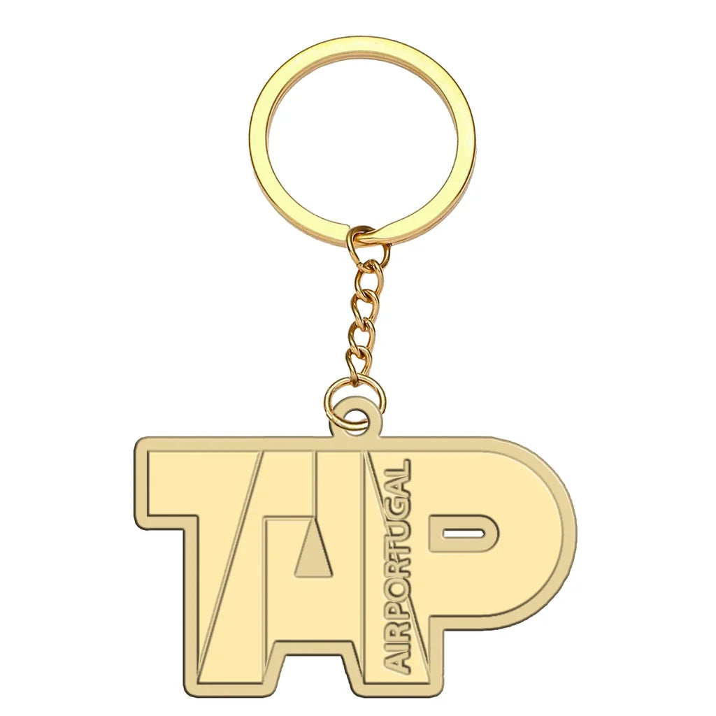 TAP Portugal Airlines aviation hollow key chain in polished alloy.