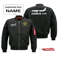 Thumbnail for The Airbus A220 Pilot Jackets (Customizable) aviation design printed on comfortable shell with classic fit designed jacket.
