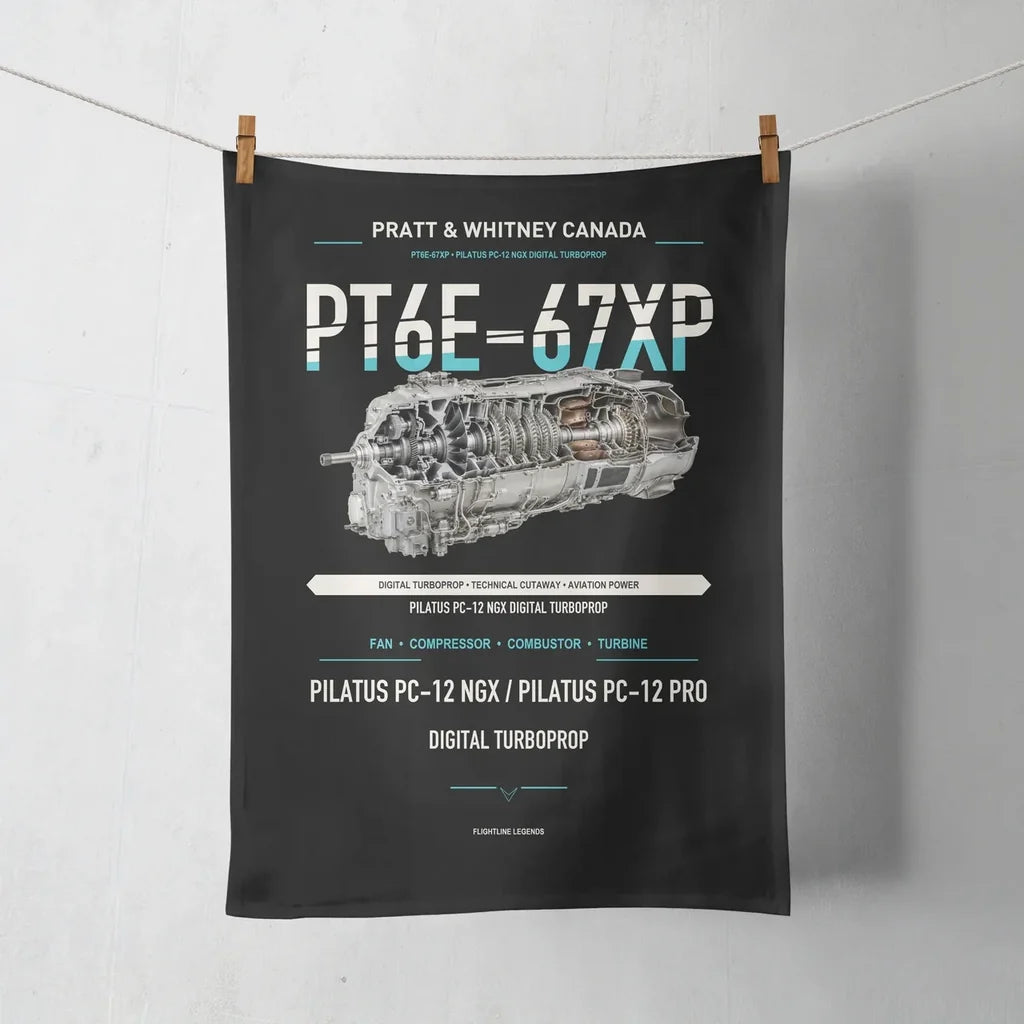 PT6E-67XP design on black towel