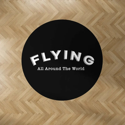 Flying All Around The World Carpet & Floor Mats (Round) aviation design on durable carpet pile with non-slip backing round ca.