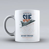 Thumbnail for Dassault Super Étendard design on white ceramic mug, double-side print