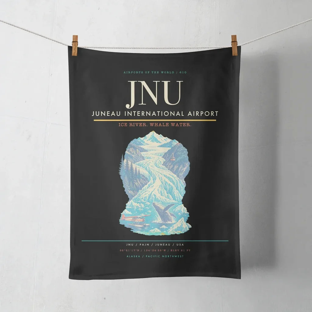 Juneau International Airport (JNU) design on black towel