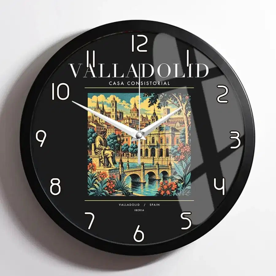 VALLADOLID - Poster - Wall Clock Framed - Black