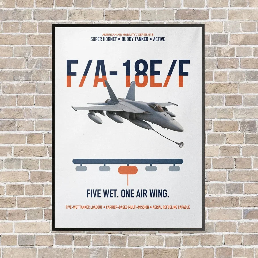 F A-18E F Buddy Tanker vertical canvas print - framed - white background