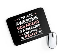 Thumbnail for I am an Awesome Series Girlfriend aviation design on neoprene with anti-slip base mouse pad.