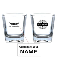 Thumbnail for %100 Original Aviator aviation design on whiskey glass, crystal-clear premium glassware.