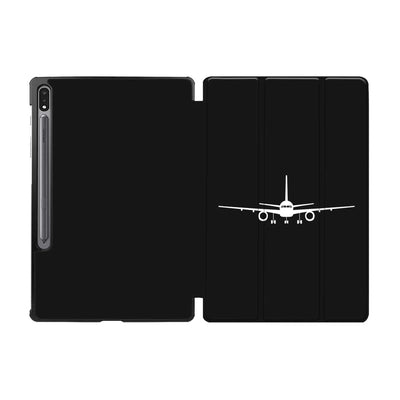 Boeing 757 Silhouette aviation print tablet case, fits Samsung tablet.