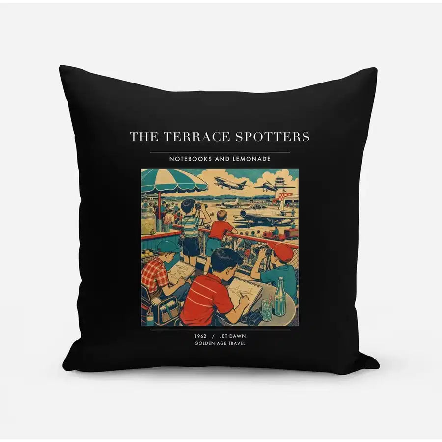 VINTAGE G4114 - The Terrace Spotters - Designed Pillows design on black
