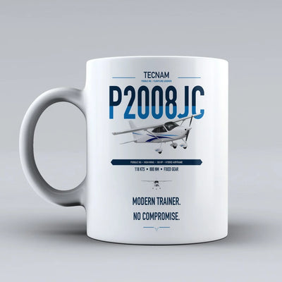 Tecnam P2008JC NG design on white ceramic mug, double-side print