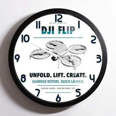 DJI Flip design on white framed wall clock