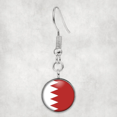 Bahrain Flag aviation-themed earrings, polished hypoallergenic alloy.