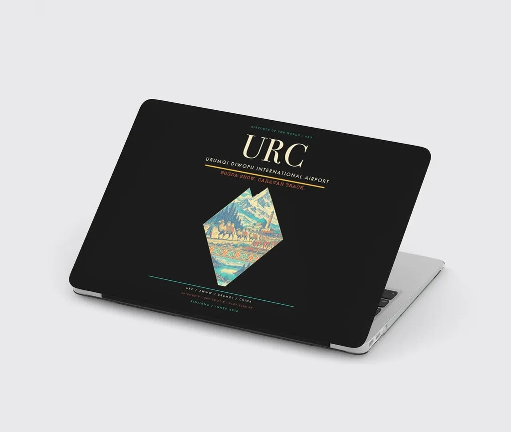 Urumqi Diwopu International Airport (URC) design on black MacBook case