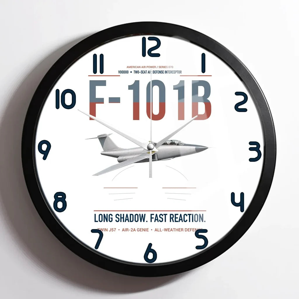 F-101B Voodoo design on white framed wall clock