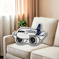 Thumbnail for Lufthansa Airbus A320 NEO aviation design on soft polyester filling airplane pillow.