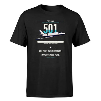 Cessna 501 Citation I SP design on black t-shirt, single-side print